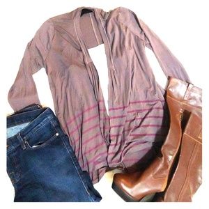 NWOT H by bordeaux striped walnut/merlot cardigan